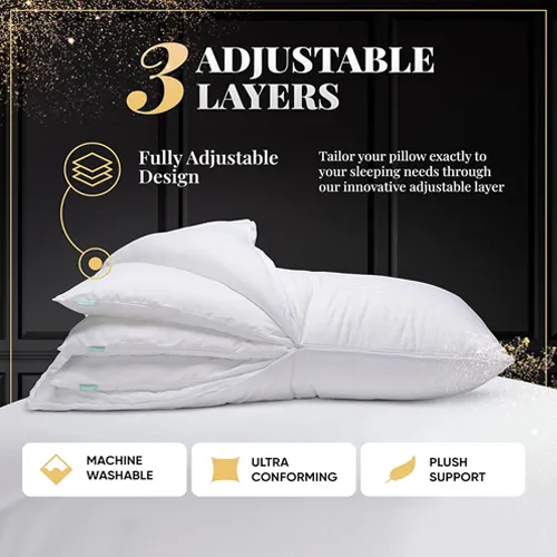 Adjustable 3-Layer Goose down and Feather Pillow Wholesale