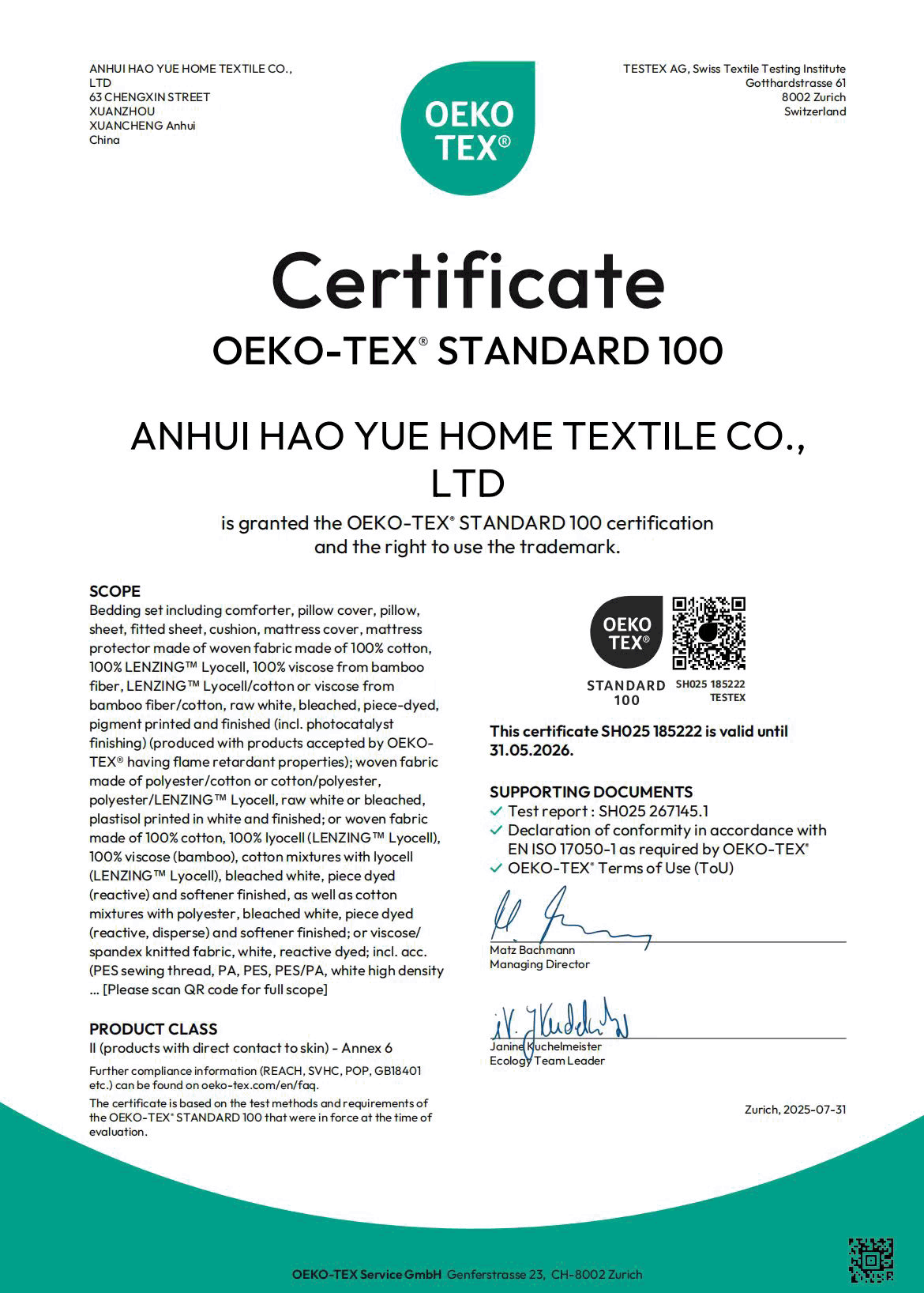 OEKO-TEX® STANDARD 100