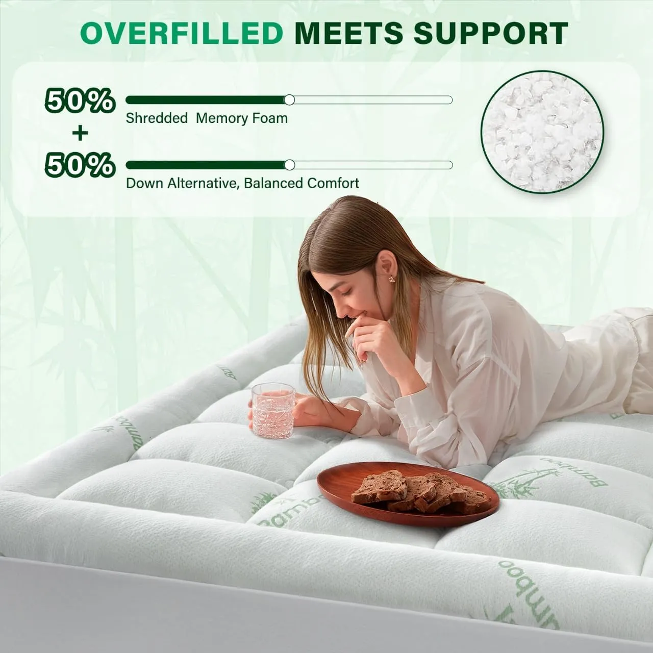 Bamboo Pillow Top Shredded Foam Mattress Topper Company
