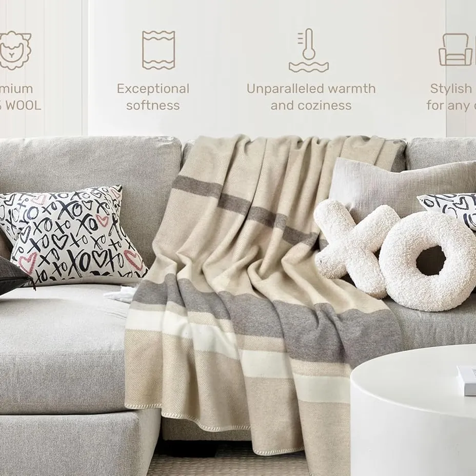 Multi-color Stripes and Plaid Wool Blankets & Throws Factory
