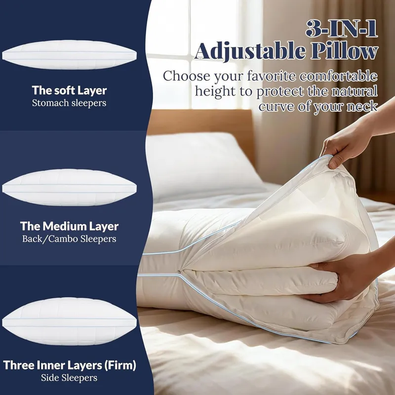 3-in-1 Adjustable Down Alternative Microfiber Pillows