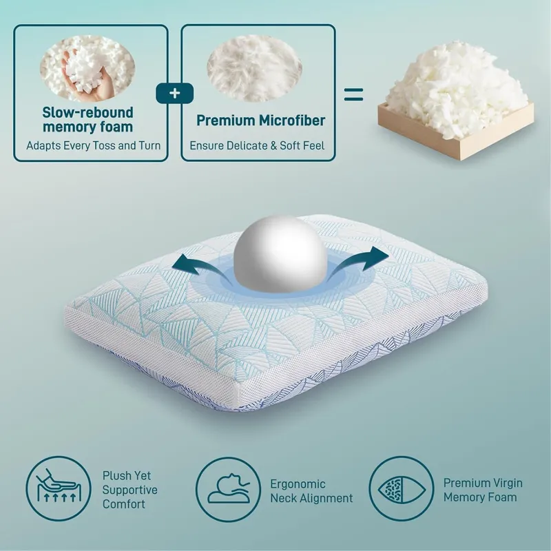 Shredded Memory Foam Cooling Soft Bamboo Viscose Pillows