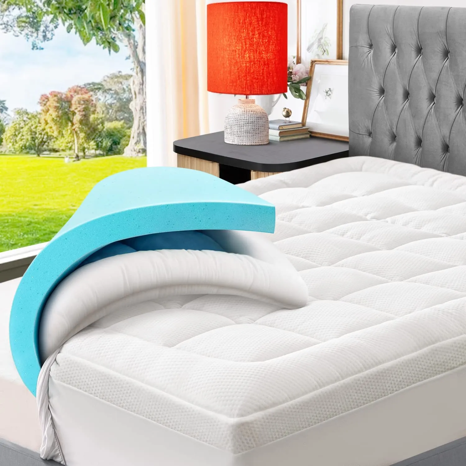 Bamboo Quilted Gel Infused Memory Foam Mattress Topper